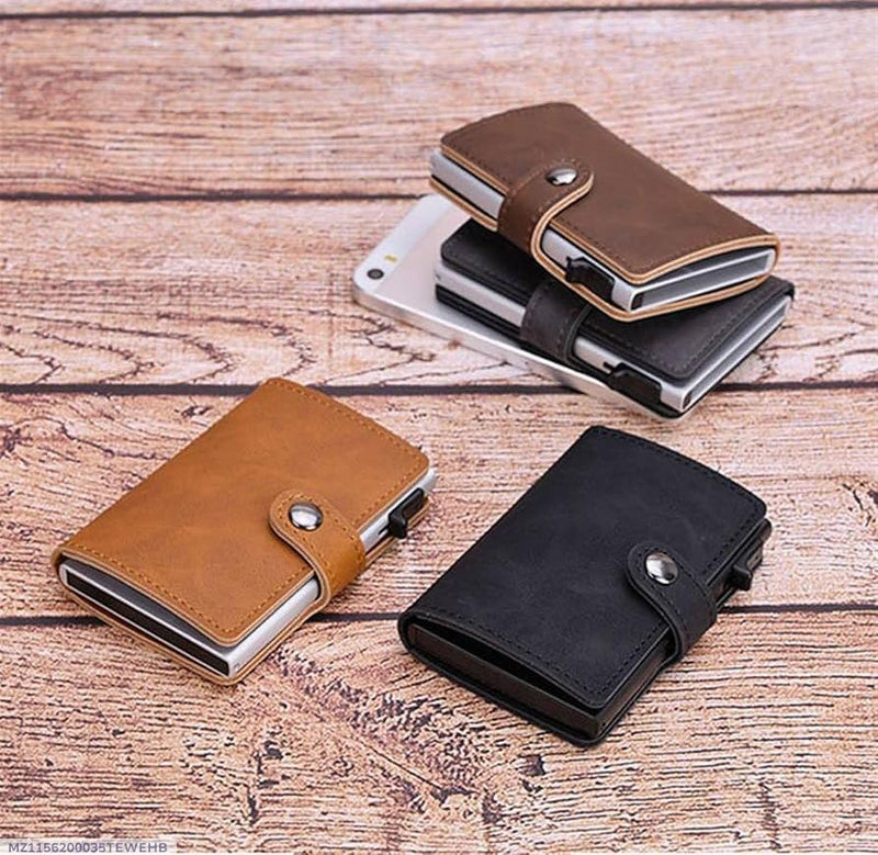 Bi-Fold Wallet With Metallic Card Holder