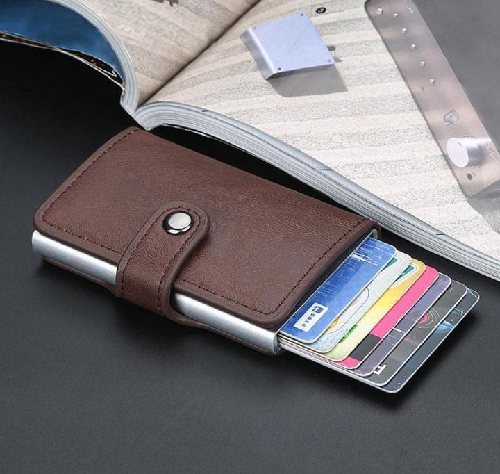 Bi-Fold Wallet With Metallic Card Holder